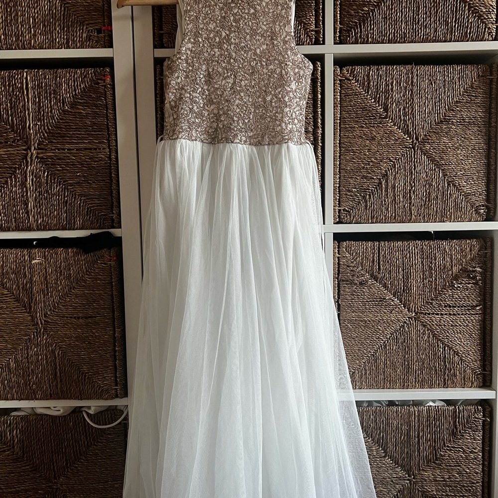 Speechless Kids Dress with Brown Bodice and White Skirt